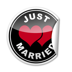 Pegatina JUST MARRIED con reborde
