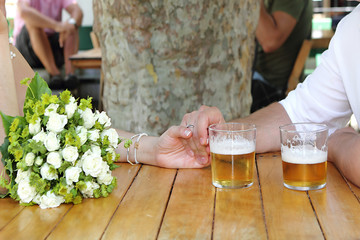Bride and groom intimate moment