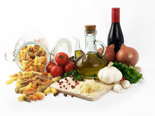 Colorful fusilli pasta