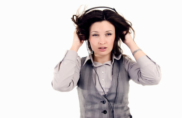 Young girl in headphones
