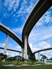 under the Bhumibol  bridge in bangkok