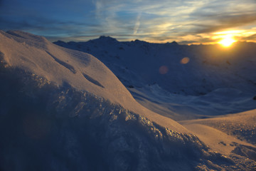 Naklejka na ściany i meble mountain snow sunset