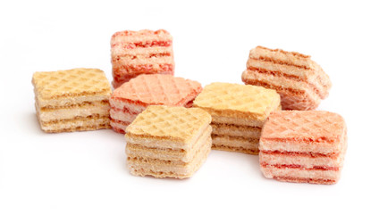 Wafer cubes over white background