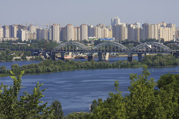 Skyline of Kiev, Ukraine at the Dnieper river
