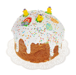 Russian Easter cake isolated on the white background