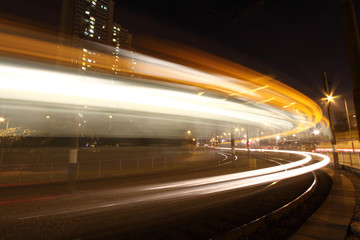 Fototapeta na wymiar Light rail in Hong Kong, it shows busy traffic.
