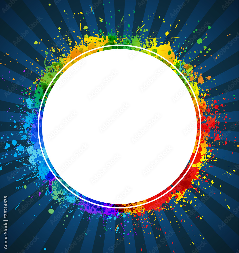 Poster splashes round background. color gradient vector frame