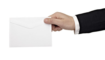 hand holding blank message note
