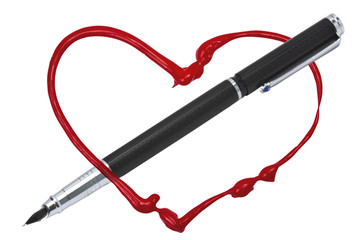 red heart and a pen