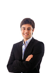 Young smiling businessman isolated on white