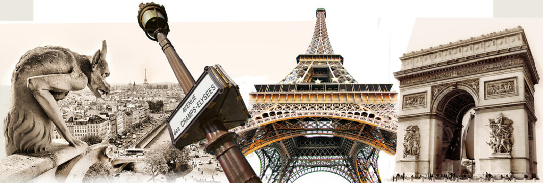 great Parisian landmarks - touristic collage