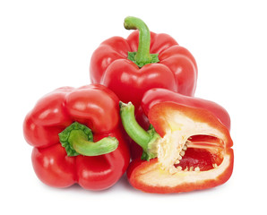 red sweet pepper isolated on white