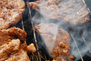 meat on grill , barbeque