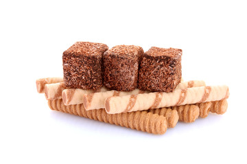 wafer rolls with chocolate