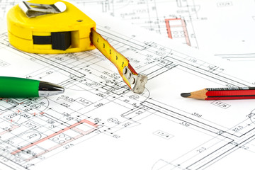 Renovations plan of the apartment with hammer and nails