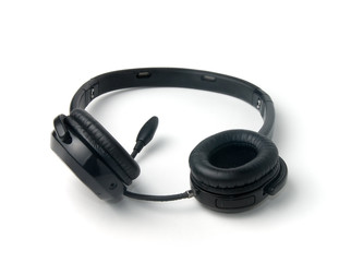 Black headphones isolated on a white background