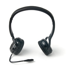 Black headphones isolated on a white background