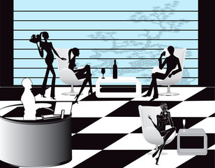 bar restaurant lounge coffee women Illustration vector