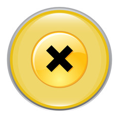 yellow glossy delete icon