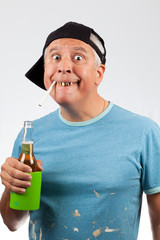 Funny looking middle age man with bad teeth