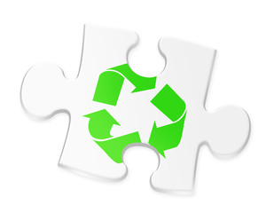 ジグソーパズルとリサイクルマーク