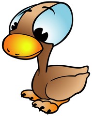 Brown Duck - colored cartoon illustration