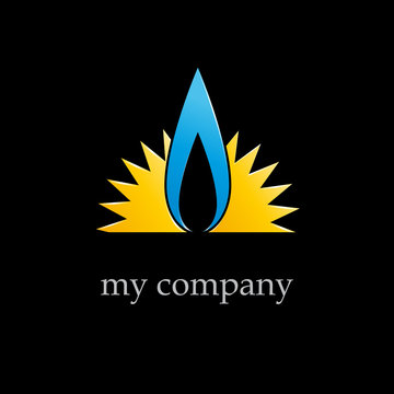 Logo sun and flame gas on black bachground # Vector