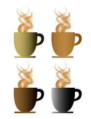 Four Steaming Hot Cups of Coffee. eps10