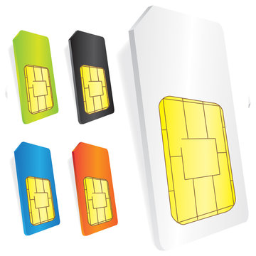 SIM Karte set wei&szlig; schwarz gr&uuml;n orange blau
