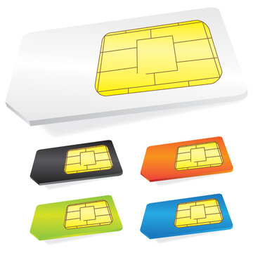 SIM Karte set wei&szlig; schwarz gr&uuml;n orange blau
