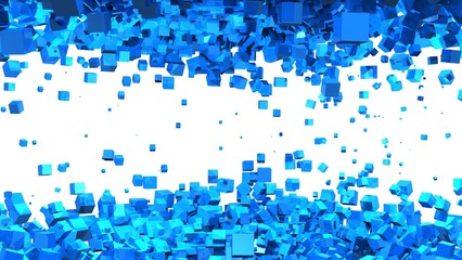 Fliegende 3D Würfel Blau Weiß 01 - Hintergrund