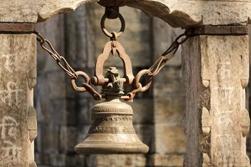 Zelfklevend Fotobehang hindu temple bell in Nepal © Stéphane Bidouze