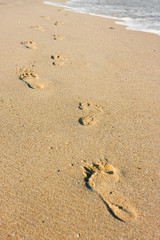 Fototapeta na wymiar Beachwalk on the sea sand beach