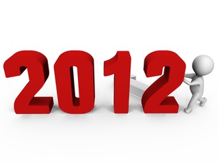 Replacing numbers to form new year 2012 - a 3d image