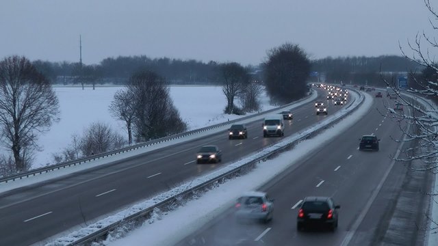 Autobahn Winter Schnee - Motorway Winter Snow