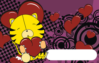 tiger baby cartoon valentine background