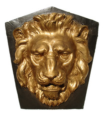 Sculpture golden lion head