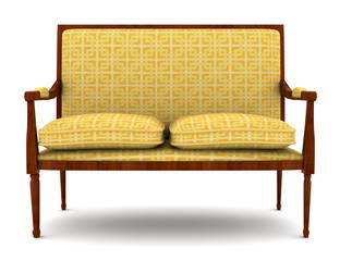 yellow classic sofa isolated on white background
