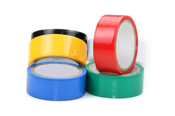 Five different color electrical insulation tapes