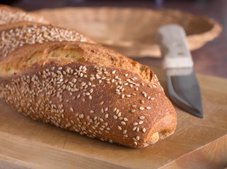 Seeded Italian Bread and Knife