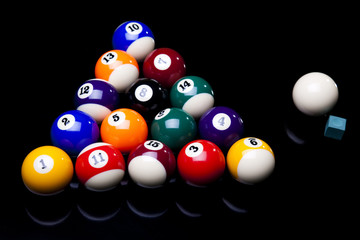 Billiard balls isolated on black