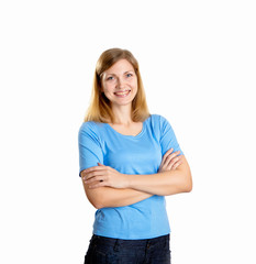 Fototapeta premium a young woman in studio in casual wear