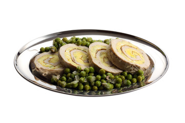 Carne con frittata e piselli - Meat with egg and peas