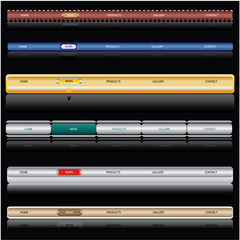 Editable Website Navigation Templates on Black - Vector