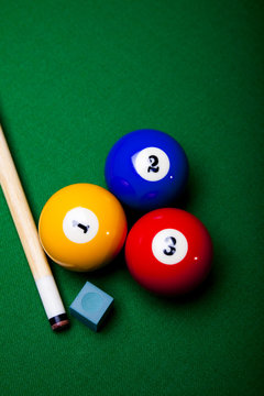 Close-up billiard balls