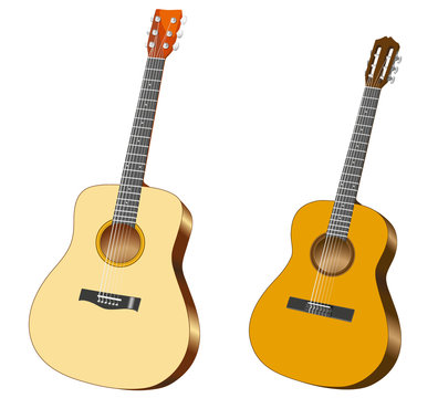 Vector Illustration of Acoustic and Western Guitar