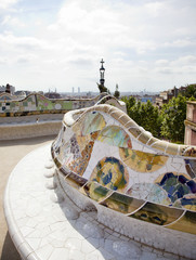 BARCELLONA, SPAIN-August 29: Detail of Park Guell, designed by