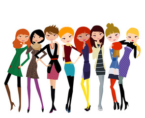 Fototapeta premium pretty girls in stylish dresses