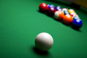 Close-up billiard balls