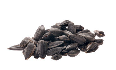 heap of sunflower seeds isolated on white
